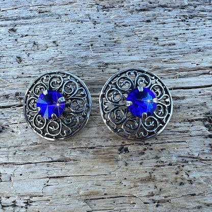 Handcrafted Earrings with Blue Swarovski Crystal