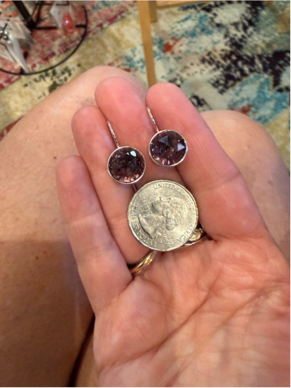 Handcrafted Bella earrings with iris Swarovski crystal