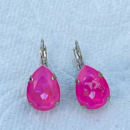 Earrings with Barbie pink Swarovski crystal