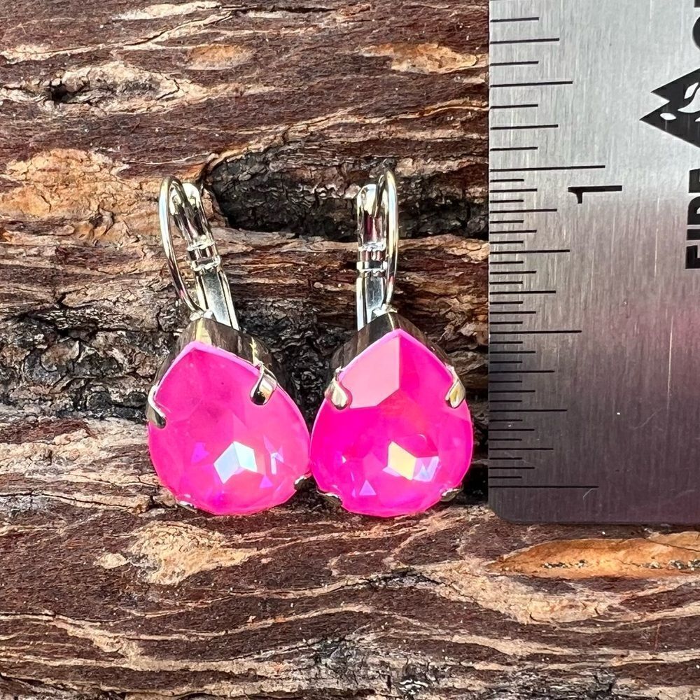 Earrings with Barbie pink Swarovski crystal