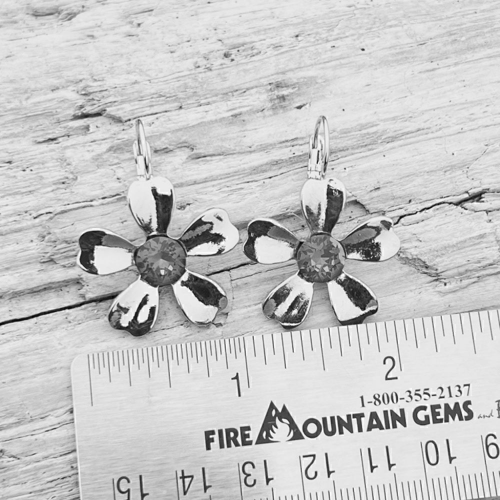 Handcrafted earrings with pink aurora crystal and silver.