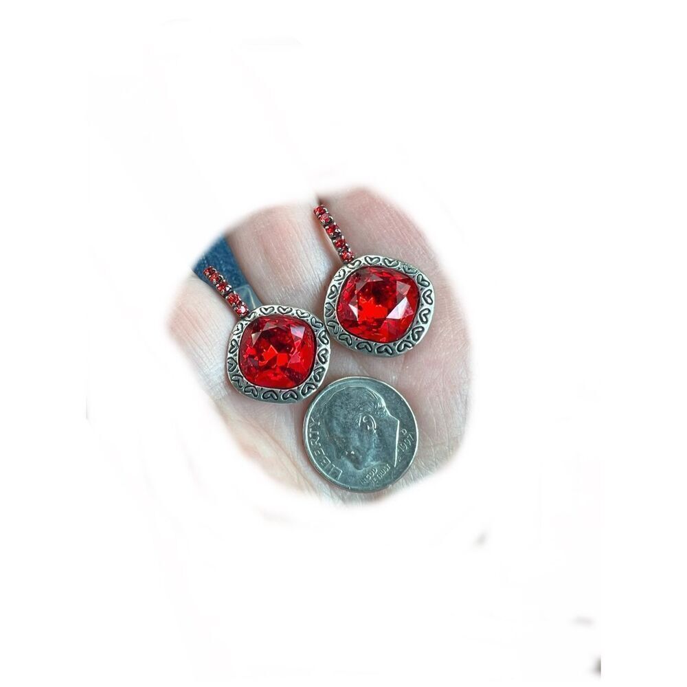 Handcrafted earrings with red Swarovski crystals