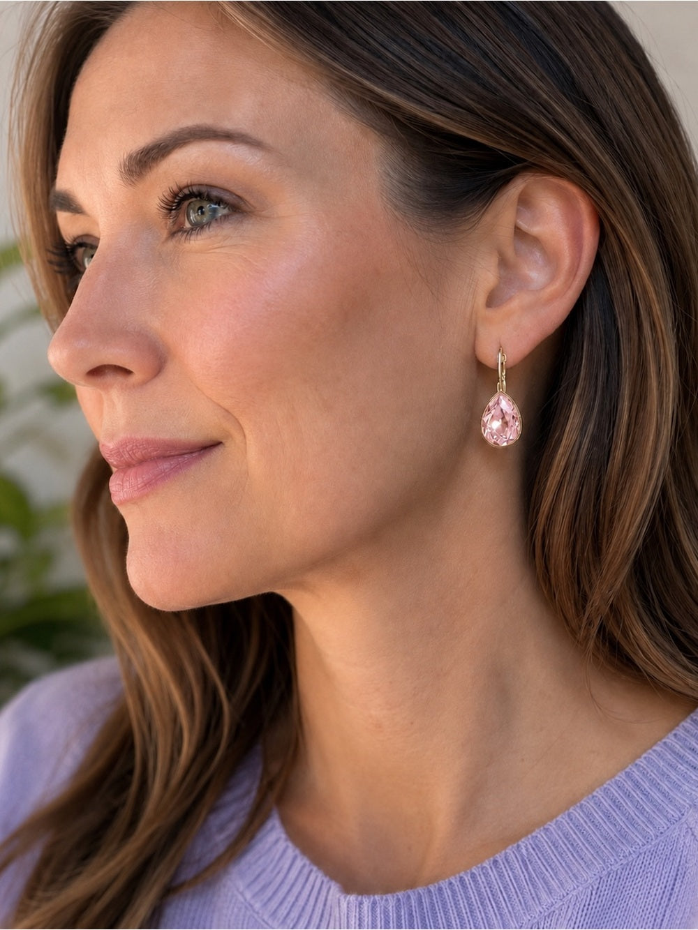 Handcrafted earrings with light rose Swarovski crystal