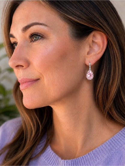 Handcrafted earrings with light rose Swarovski crystal