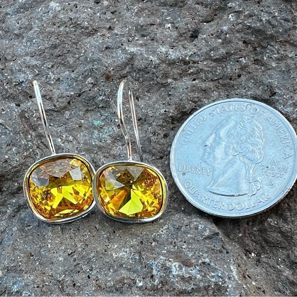 Handcrafted earrings with sparkly yellow Swarovski crystal