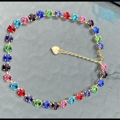 Handcrafted cup chain necklace with Swarovski crystal