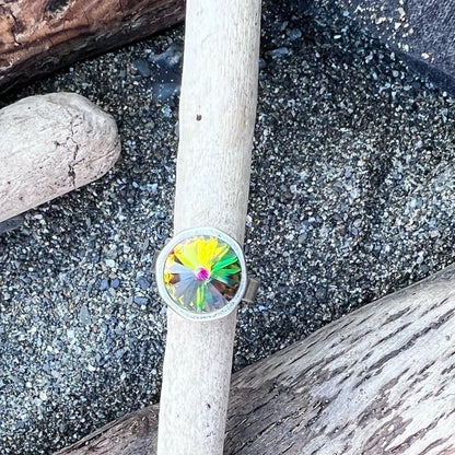 Handcrafted sparkly ring made with Swarovski crystal adjustable fit