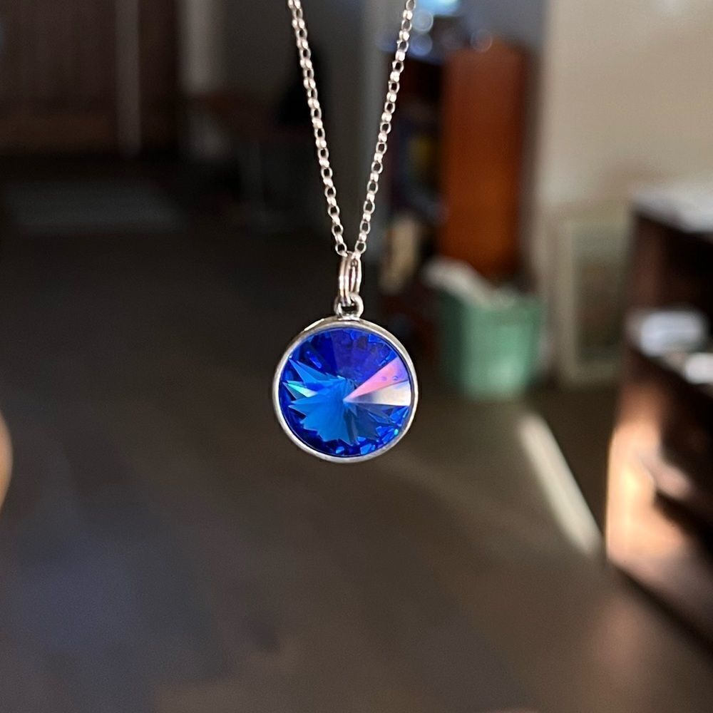 Handcrafted Necklace with blue Swarovski crystal