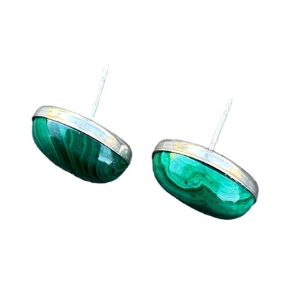 Malachite Oval Cabochon Earrings