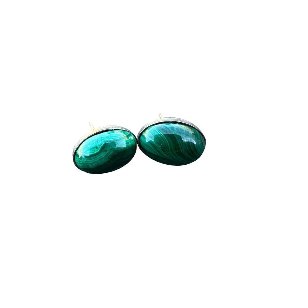 Malachite Oval Cabochon Earrings