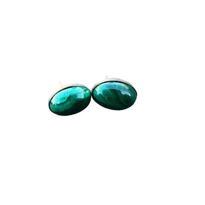 Malachite Oval Cabochon Earrings