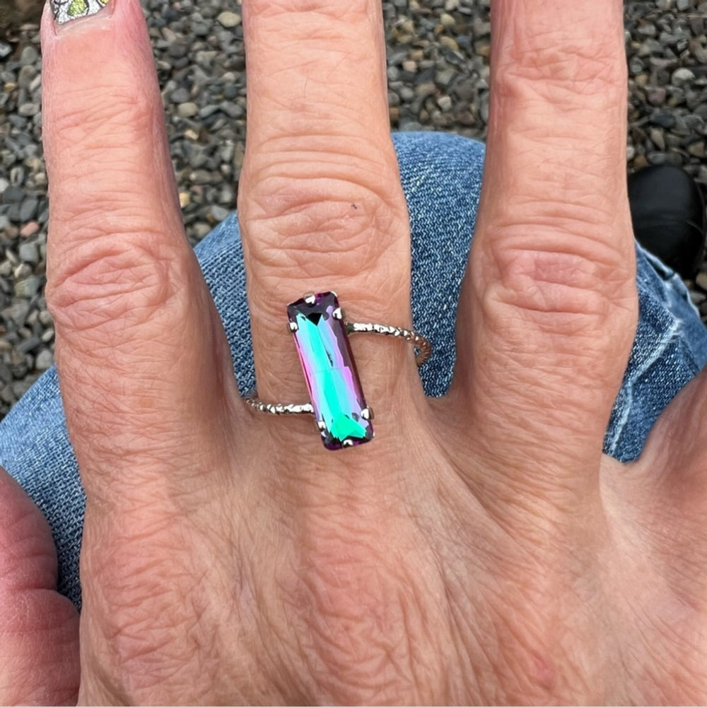 Handcrafted sparkly ring made with Austrian crystal size 6.5
