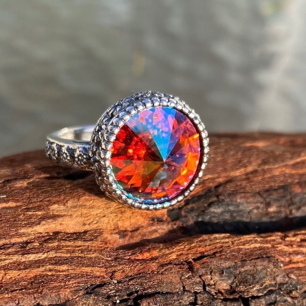 Handcrafted sparkly ring made with Swarovski crystal adjustable fit