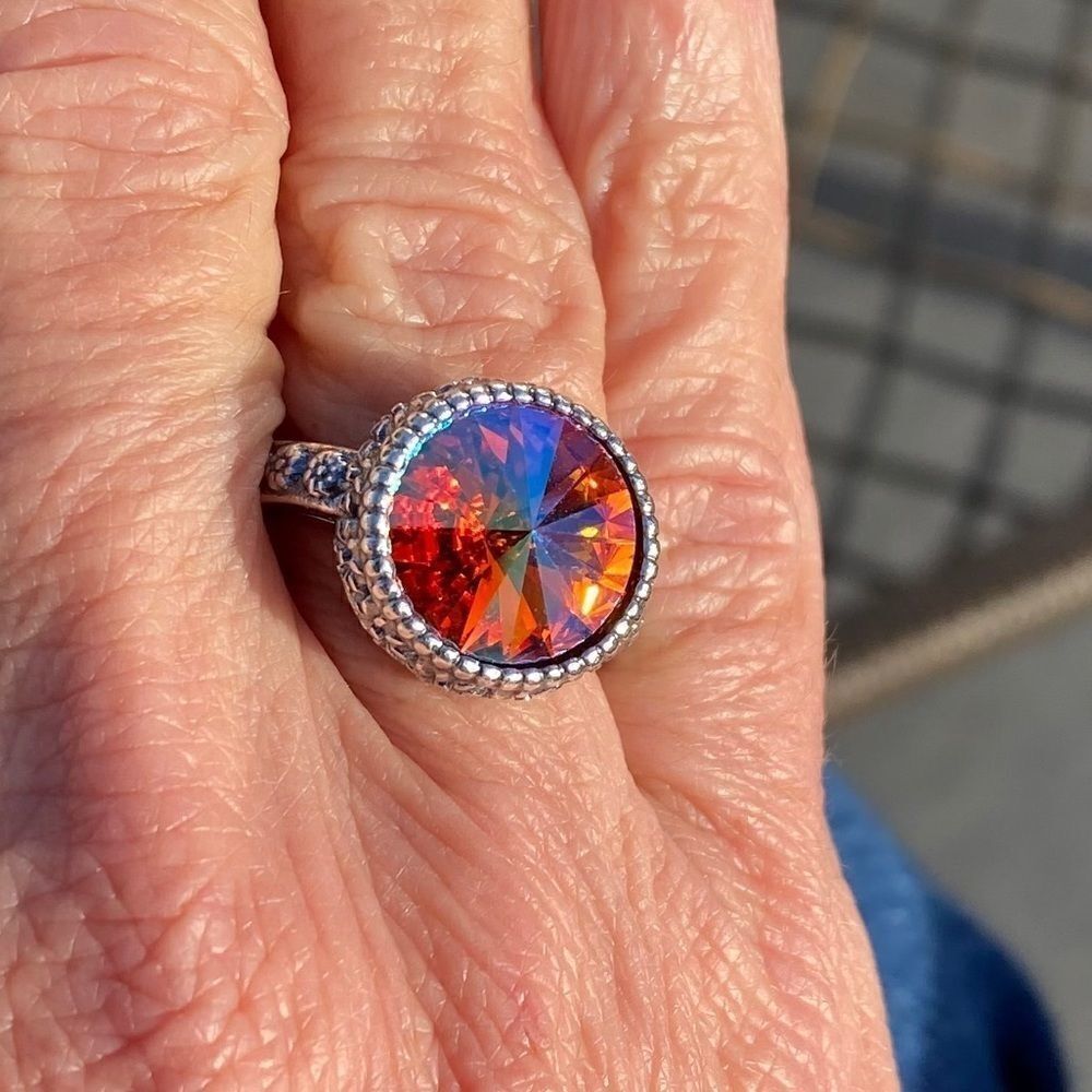 Handcrafted sparkly ring made with Swarovski crystal adjustable fit