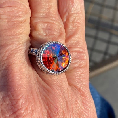 Handcrafted sparkly ring made with Swarovski crystal adjustable fit