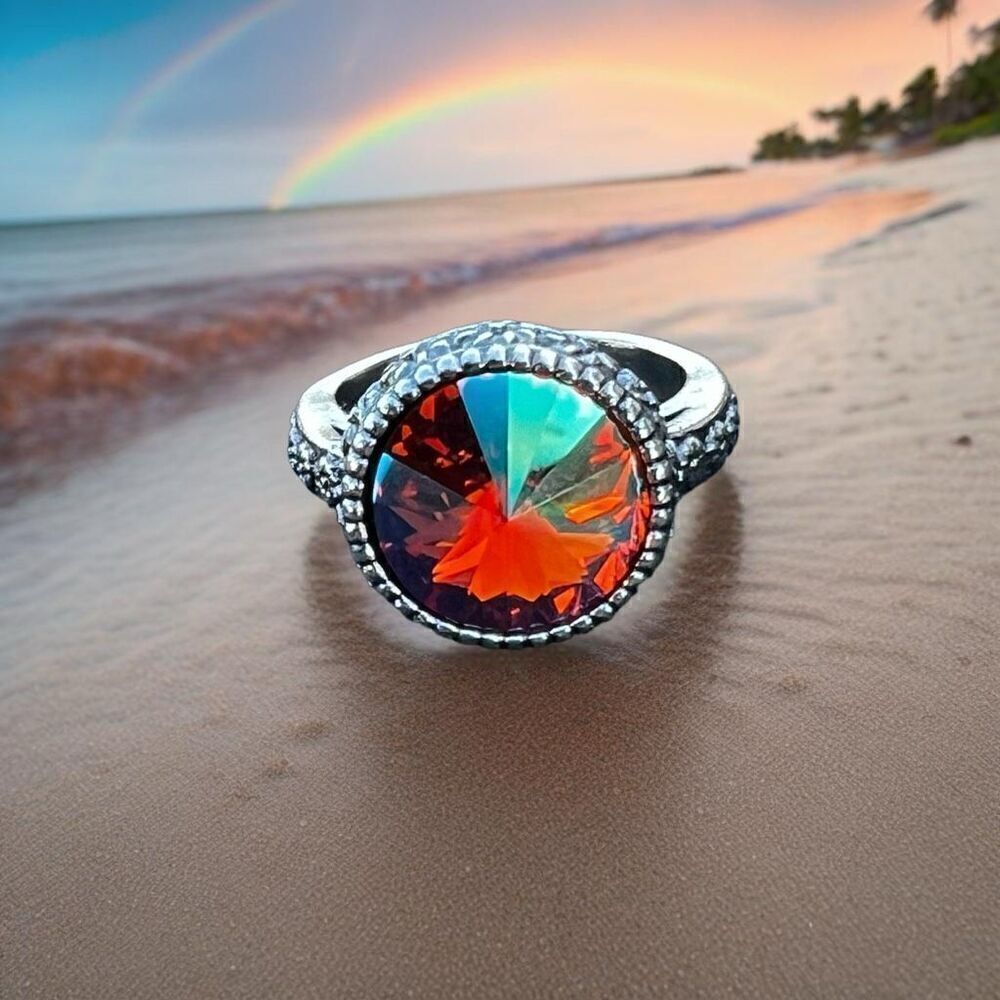 Handcrafted sparkly ring made with Swarovski crystal adjustable fit