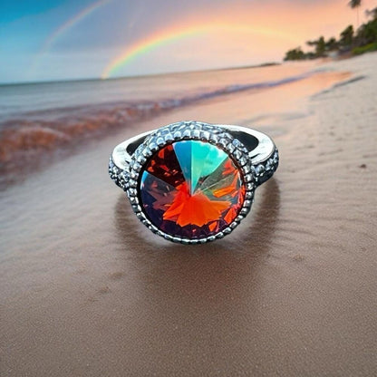 Handcrafted sparkly ring made with Swarovski crystal adjustable fit