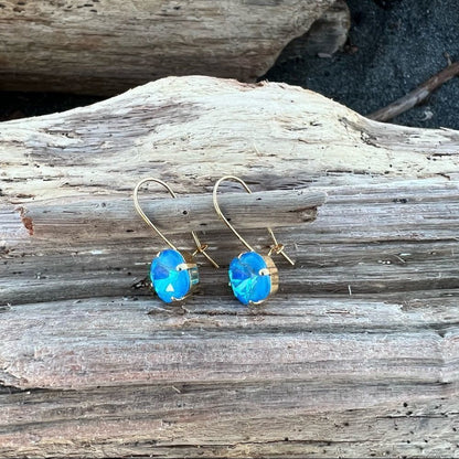 Earrings with blue Swarovski Crystal handcrafted