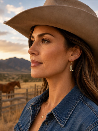 Cowgirl Boot Earrings – Gold Tone Leverbacks