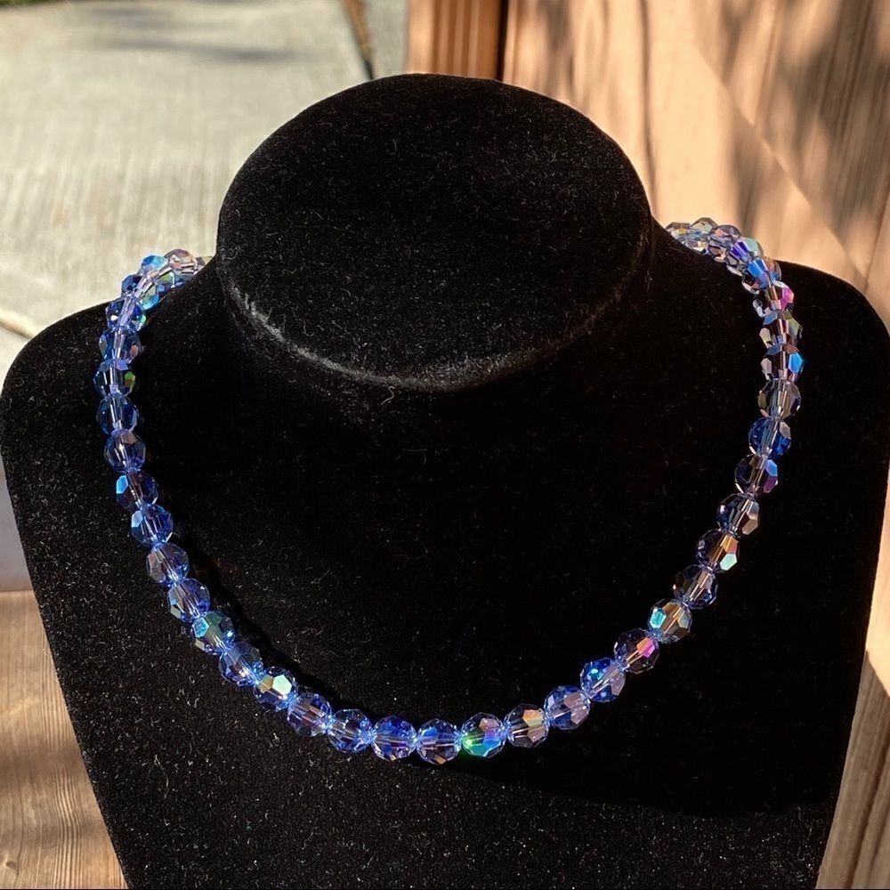 Handcrafted sparkly necklace with round Swarovski crystal beads