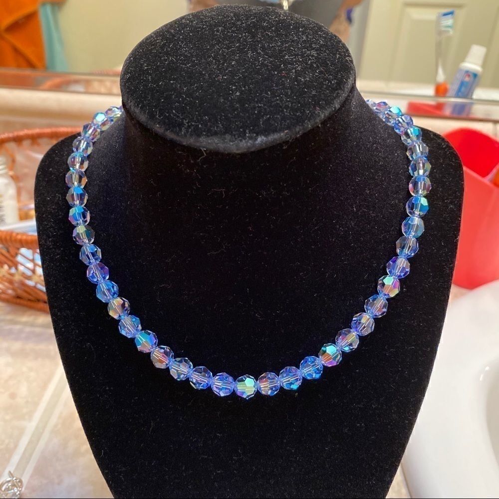 Handcrafted sparkly necklace with round Swarovski crystal beads