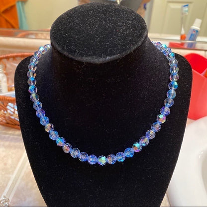 Handcrafted sparkly necklace with round Swarovski crystal beads