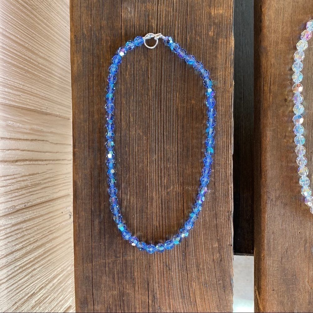 Handcrafted sparkly necklace with round Swarovski crystal beads