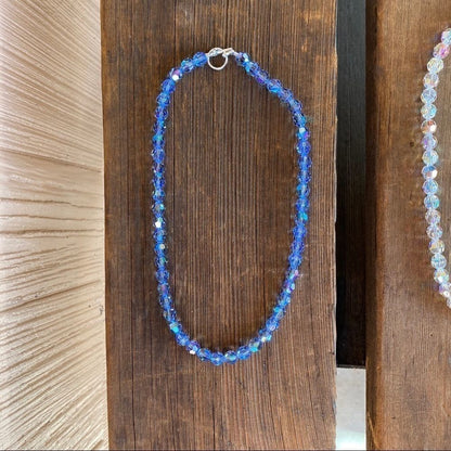 Handcrafted sparkly necklace with round Swarovski crystal beads