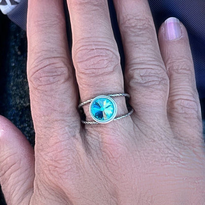 Handcrafted Sparkly Ring Made with Swarovski Crystal Adjustable Fit