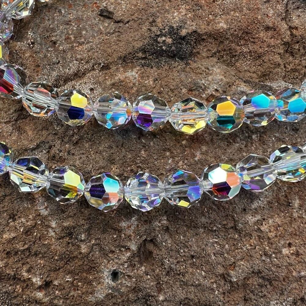 Sparkly necklace with aurora borealis AB Swarovski crystals