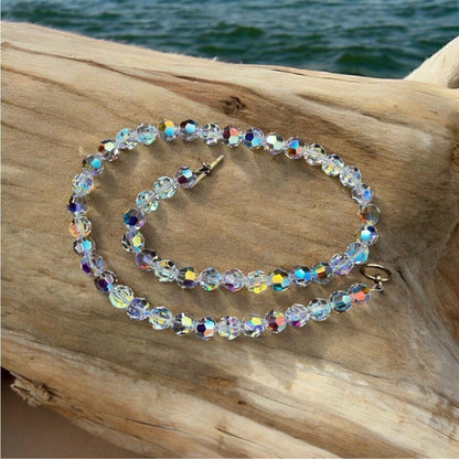 Sparkly necklace with aurora borealis AB Swarovski crystals