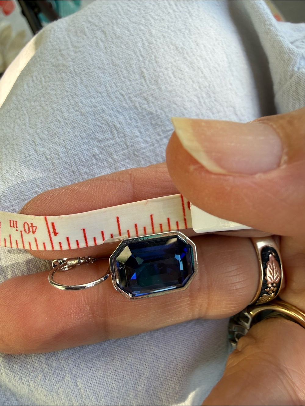 Handcrafted earrings with sparkly Montana blue octagon Austrian crystal