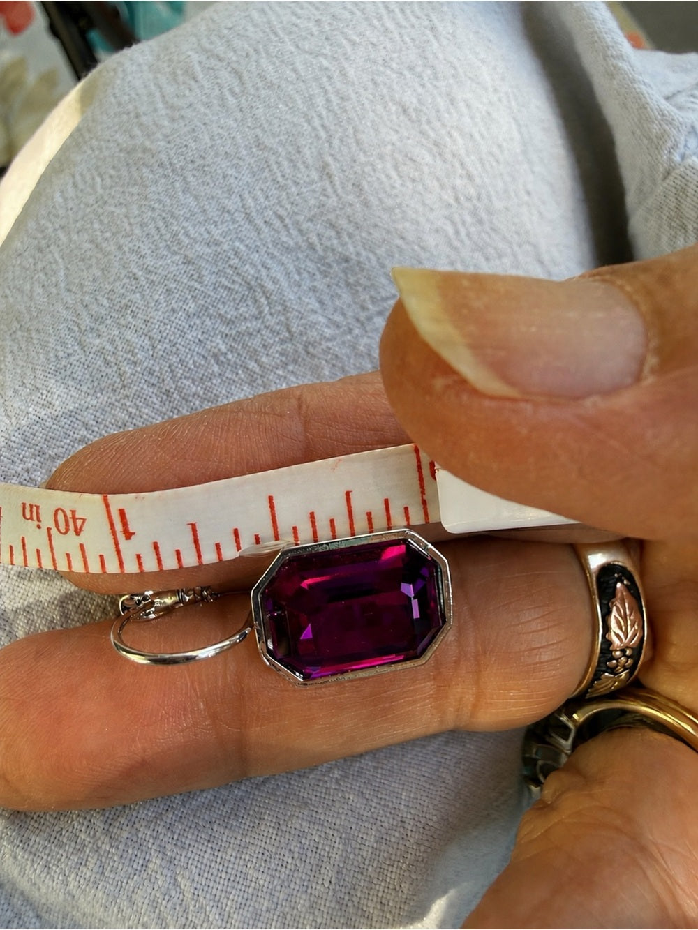Handcrafted earrings with sparkly fuchsia octagon Austrian crystal