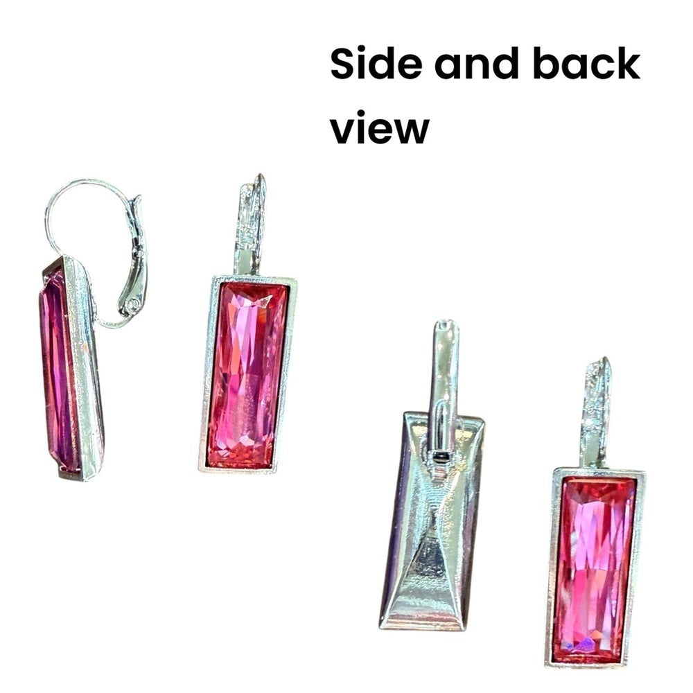 Handcrafted earrings with Austrian rose baguette crystal