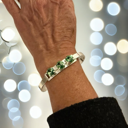 Handcrafted bracelet with peridot green Swarovski crystal