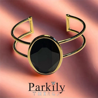 Handcrafted bracelet with large oval Swarovski crystal