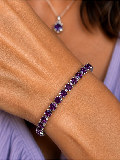 Handcrafted bracelet with sparkly amethyst Swarovski crystal