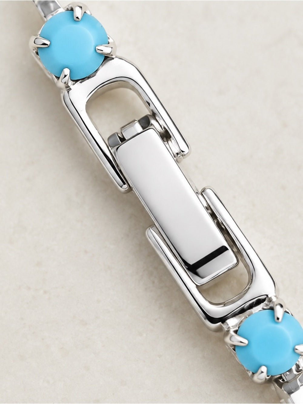 Opaque Turquoise Blue Crystal Tennis Bracelet – Silver Rhodium