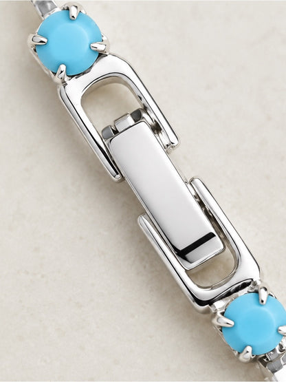 Opaque Turquoise Blue Crystal Tennis Bracelet – Silver Rhodium