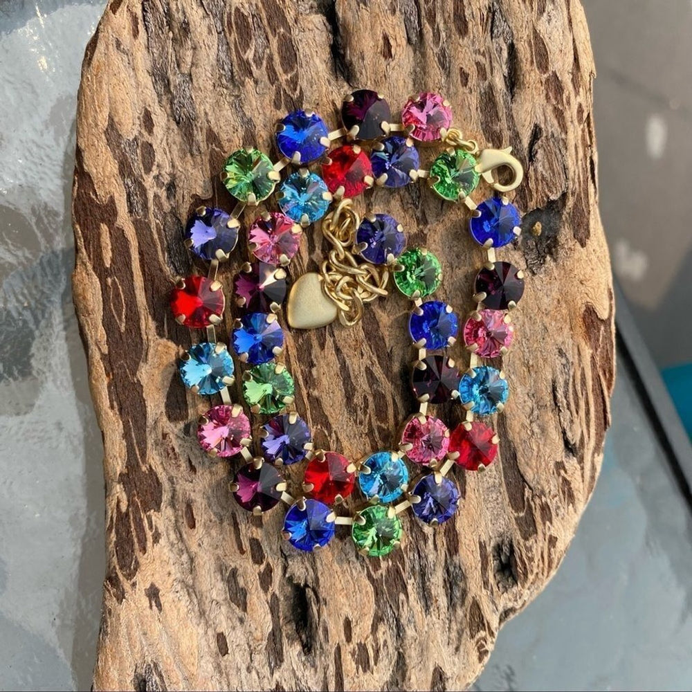 Handcrafted cup chain necklace with Swarovski crystal