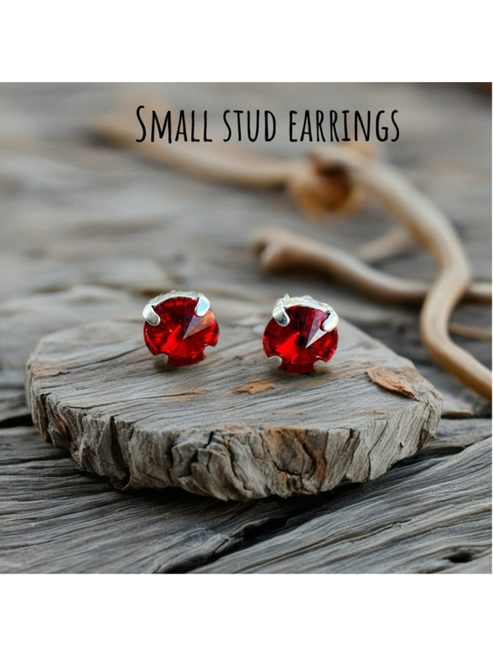 Handcrafted earrings with red Swarovski crystal