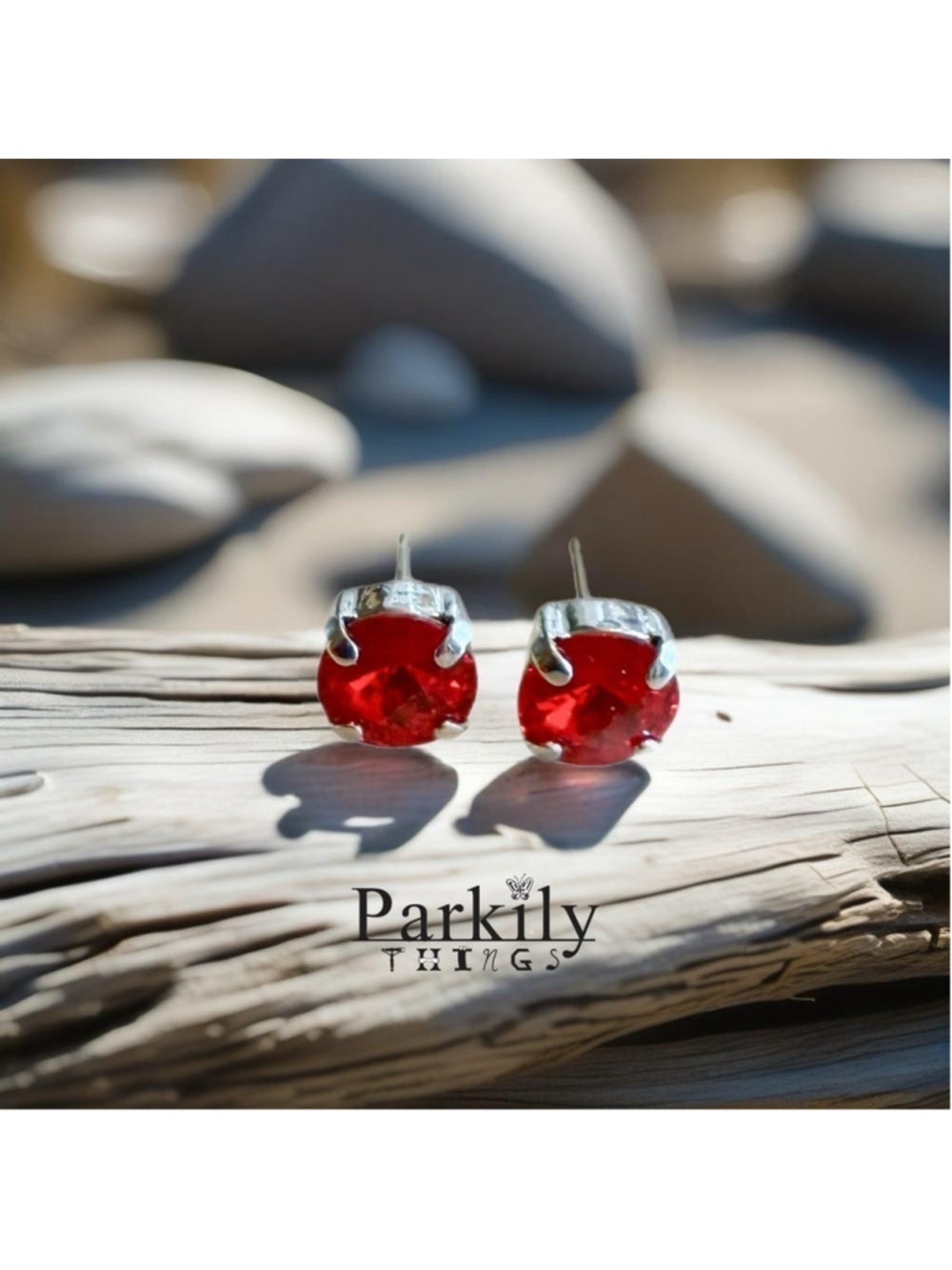 Handcrafted earrings with red Swarovski crystal