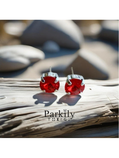 Handcrafted earrings with red Swarovski crystal