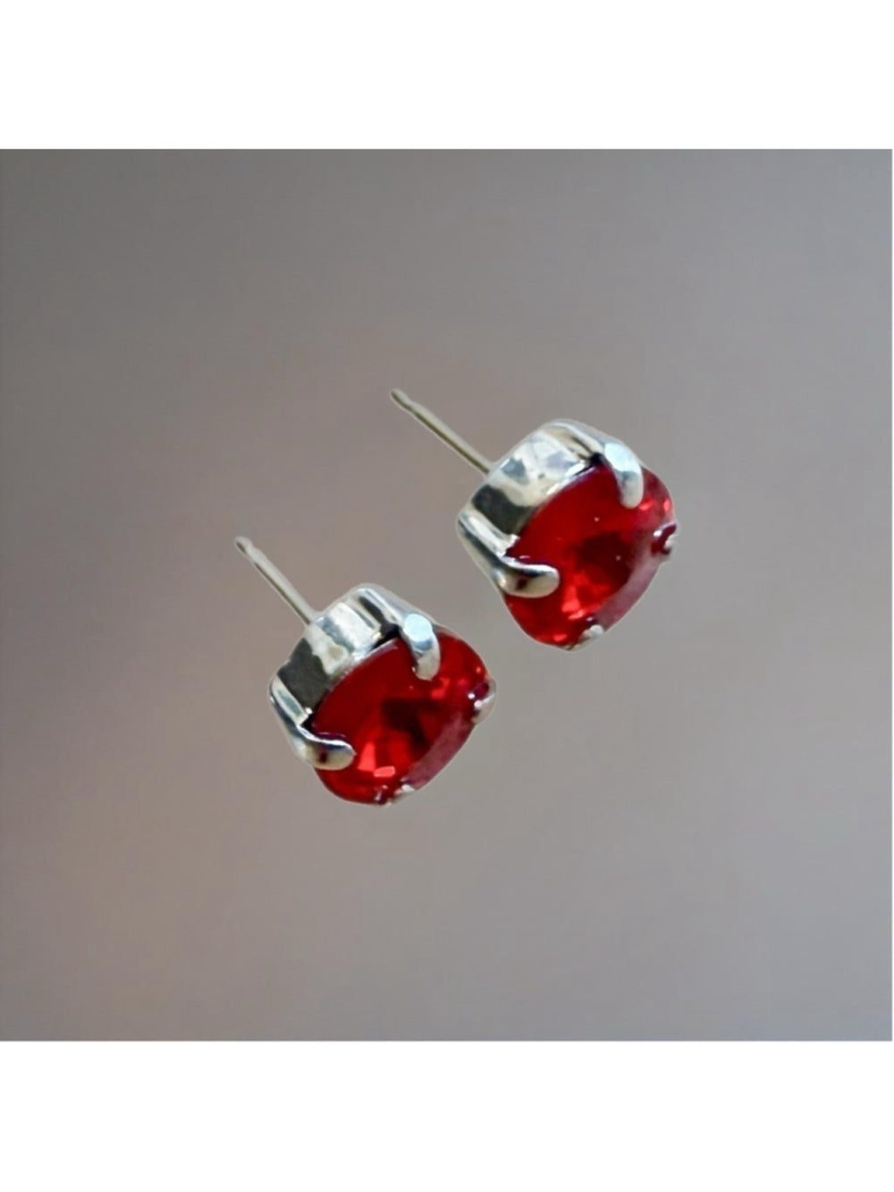 Handcrafted earrings with red Swarovski crystal