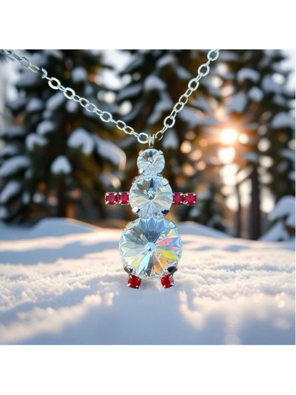 Snowman Necklace with Genuine Swarovski Crystals