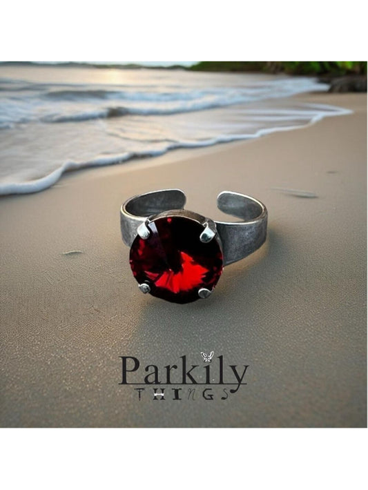 Handcrafted Sparkly Ring Made with Swarovski Crystal Adjustable Fit