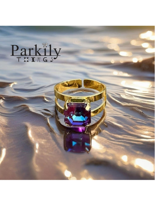 Handcrafted sparkly ring made with Swarovski crystal adjustable fit
