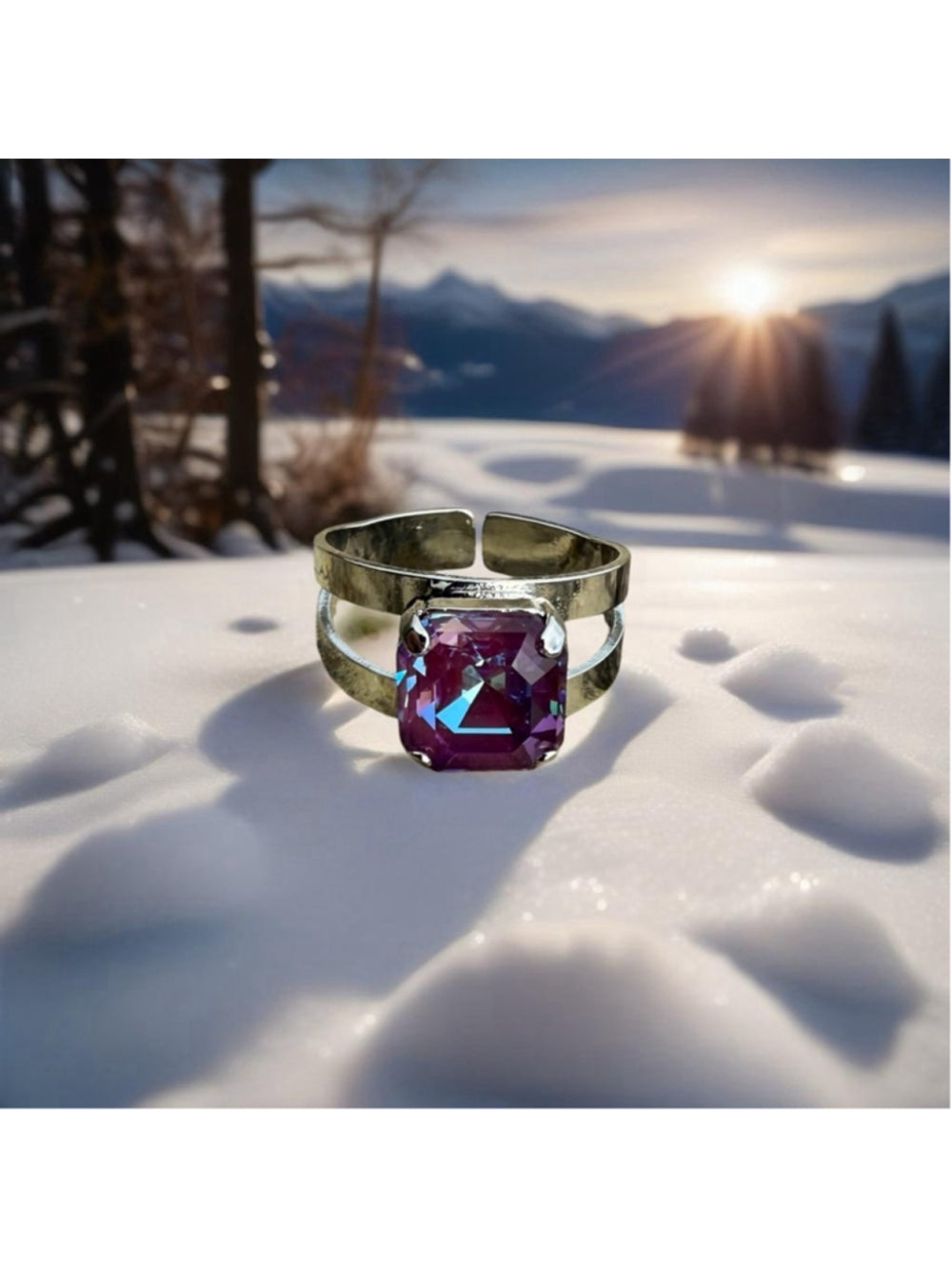Handcrafted sparkly ring made with Swarovski crystal adjustable fit
