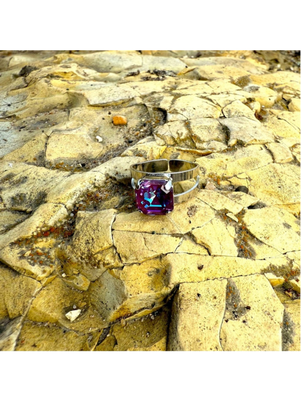 Handcrafted sparkly ring made with Swarovski crystal adjustable fit