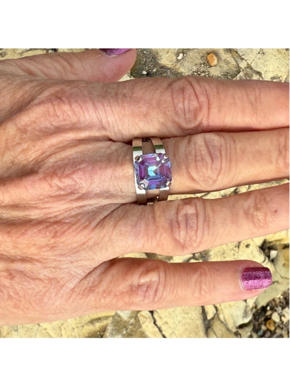 Handcrafted sparkly ring made with Swarovski crystal adjustable fit